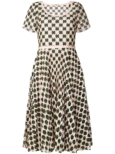 Fendi Geometric Print Flared Dress In Beige