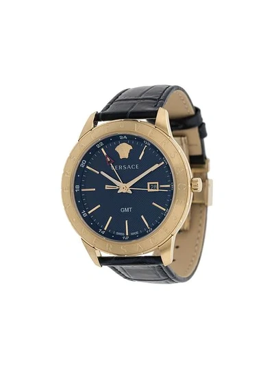 Versace Business Slim Watch In Blue