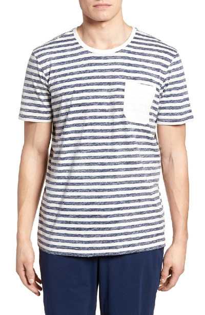 Daniel Buchler Stripe T-shirt In Navy Stripe