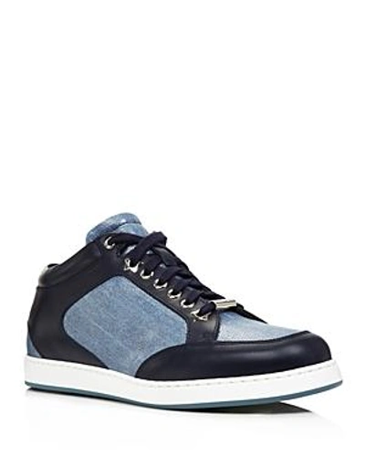 Jimmy Choo Women's Miami Denim & Leather Low Top Sneakers In Dusk Blue