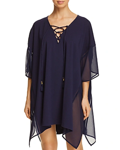 Tommy Bahama Lace-up Tunic Swim Cover-up In Navy