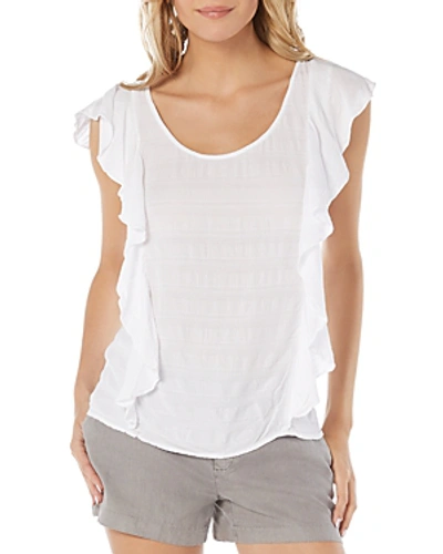 Michael Stars Ruffle-trimmed Top In White
