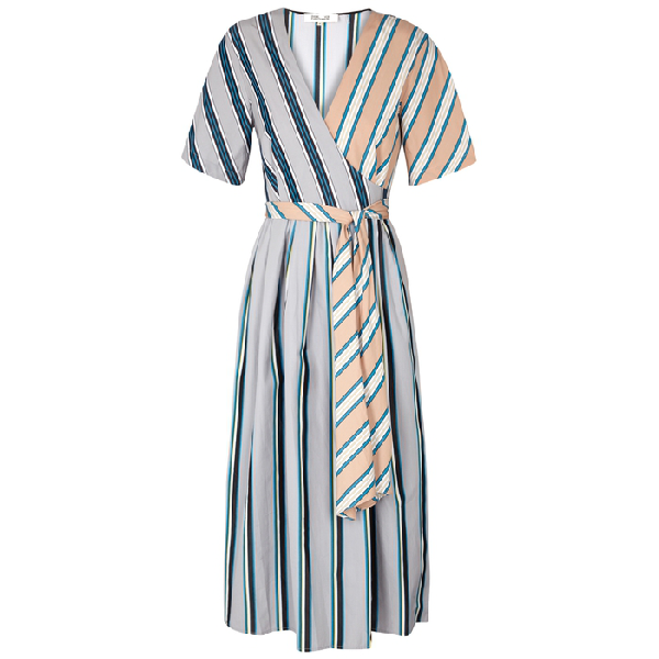 dvf striped wrap dress