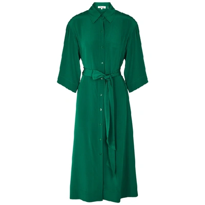 diane von furstenberg green silk dress Diane Von Furstenberg Green Print Silk Mini Dress / Sz XS main image 0