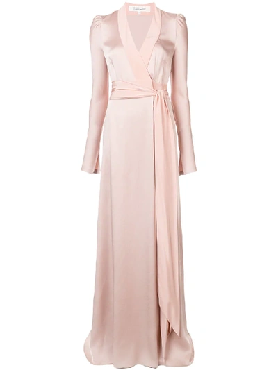 Diane Von Furstenberg Tonal Trim Silk Wrap Dress In Pink