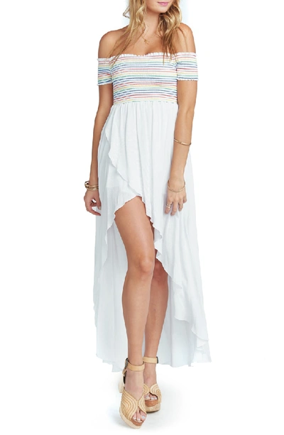 Show Me Your Mumu Willa Maxi Dress In White Cruise With Rainbow