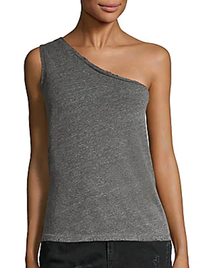Rta Woman Adele One-shoulder Mélange Jersey Top Anthracite In Dust