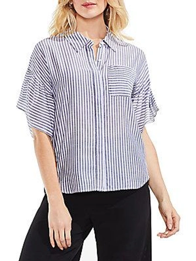 Vince Camuto Striped Button-down Shirt In Blue Night