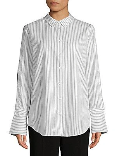 Equipment Rossi Bright Striped Cotton Button-down Shirt In Bright White
