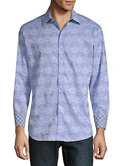 Robert Graham Ector Printed Cotton Button-down Shirt In Blue