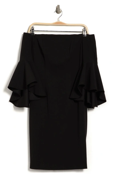 Calvin Klein Petite Off-the-shoulder Sheath Dress In Black