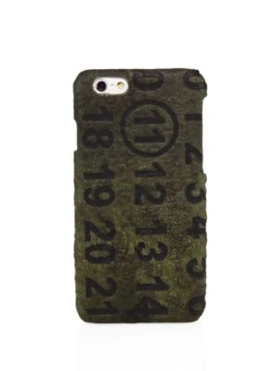 Maison Margiela Men's Military Leather Iphone 7 Plus Case In Military Green