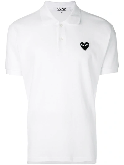Comme Des Garçons Play Cotton Polo With Black Emblem In White