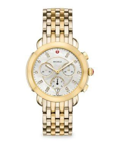 Michele Watches Sidney Two-tone Diamond Dial Watch In Yellow Gold