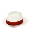 Borsalino Ribbon Embellished Sun Hat - White