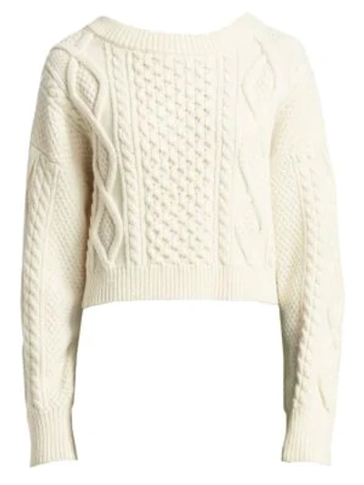 3.1 Phillip Lim / フィリップ リム Long-sleeve Cropped Boxy Cable Knit Sweater In Ivory