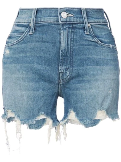 Mother Rascal High-rise Slit-cut Denim Shorts In Learning To Hula