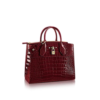 Louis Vuitton Red Leather City Steamer PM Satchel