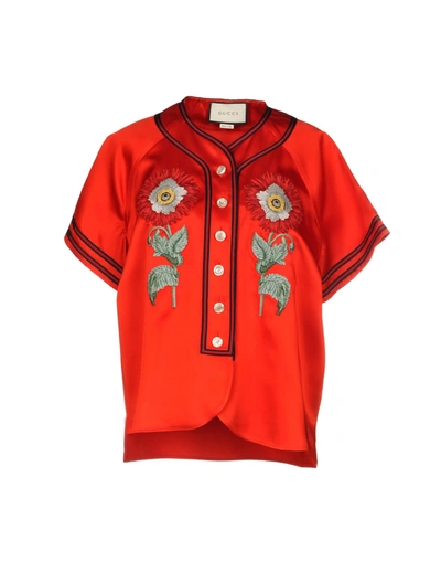 Gucci Solid Color Shirts & Blouses In Red