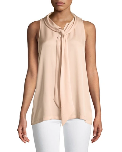 Theory Shawl-collar Classic Silk Georgette Shell In Tart Pink