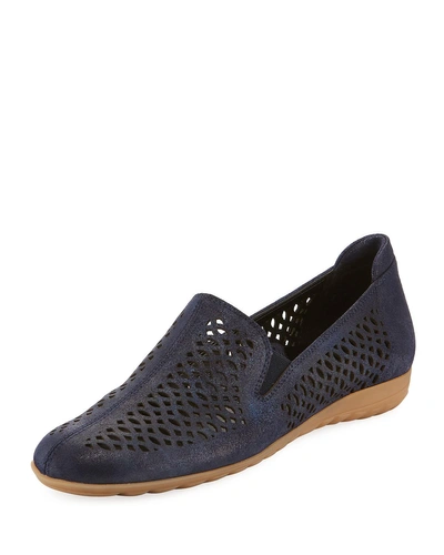 Sesto Meucci Byrna Perforated Calf Leather Comfort Loafer In Navy