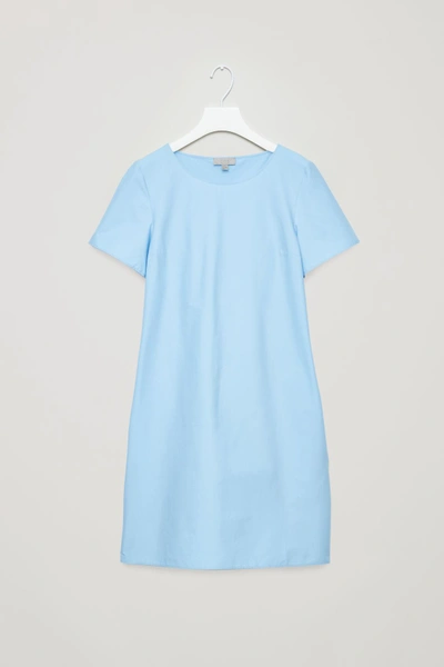 Cos Dress With Draped Back In Blue