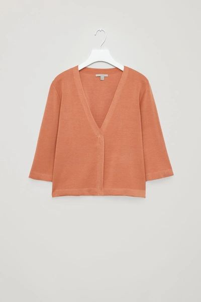 Cos Zip-up Knitted Jacket In Orange
