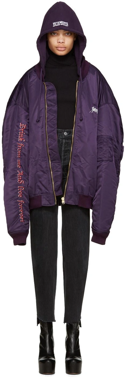 Vetements Purple 'total Fucking Darkness' Bomber Jacket for Men