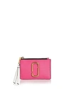 Marc Jacobs Top Zip Leather Multi Card Case In Vivid Pink Multi/gold