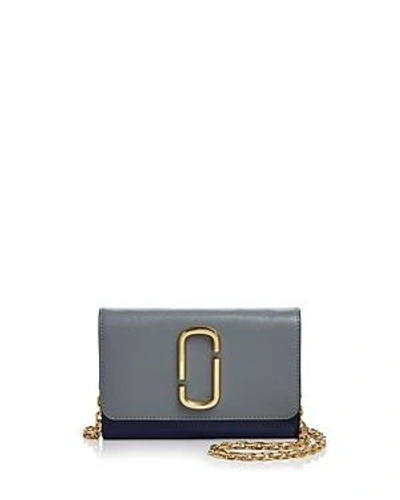 Marc Jacobs Two-tone Saffiano Leather Wallet On A Chain In Slate Multi/gold