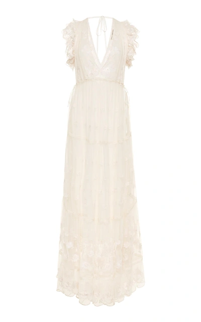 Ulla Johnson Fifi Embroidered Tulle Dress In White