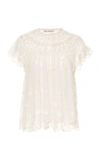 Ulla Johnson Bisou Tulle Short Sleeve Blouse In White