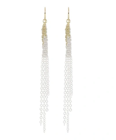 Stephanie Schneider Silver Silk Chain Fringe Earrings