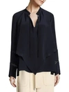 Derek Lam Silk Handkerchief Blouse In Navy