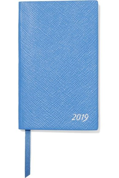 Smythson Panama 2019 Textured-leather Diary In Blue