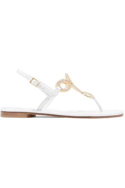 Musa Crystal-embellished Leather Sandals In White