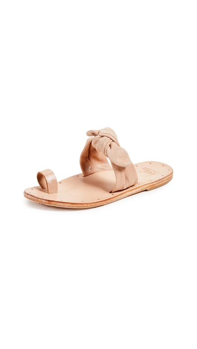 Beek Lory Slide Sandals In Apricot Metallic/tan