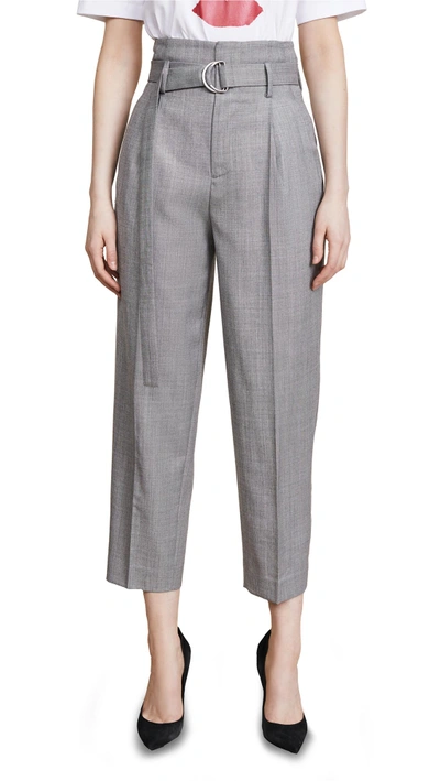 Edition10 High Waist Tie Pants In Heather Grey