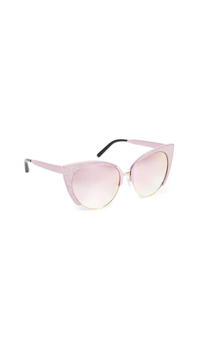 Matthew Williamson Glitter Cat Eye Sunglasses In Pink/peach