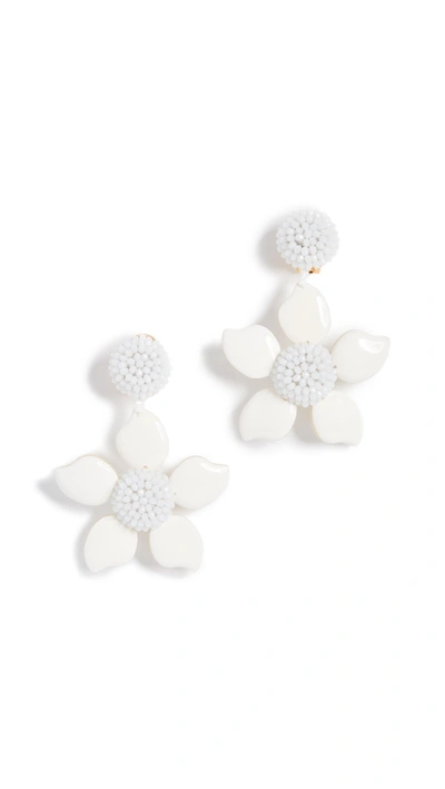 Oscar De La Renta Bold Enamel Flower Earrings In White