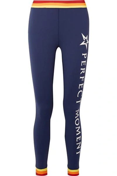 Perfect Moment Printed Stretch Leggings In Navy