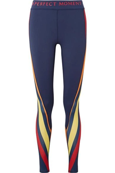 Perfect Moment Printed Stretch Leggings In Navy