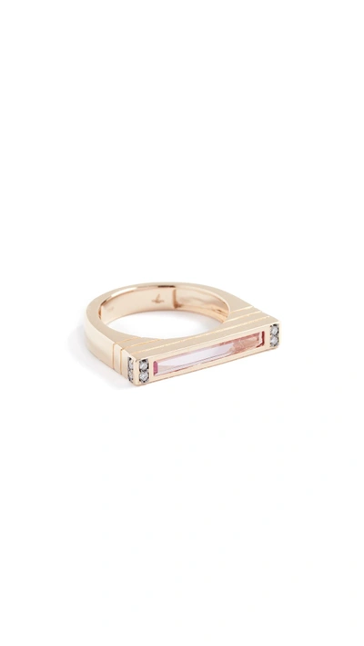 Sorellina 18k Gold Ring With Center Stone And Diamonds In Pink