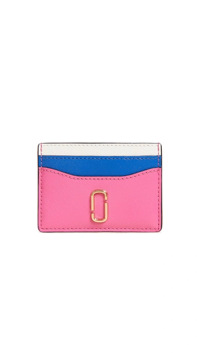 Marc Jacobs Snapshot Colour-block Embossed Leather Card Case In Vivid Pink