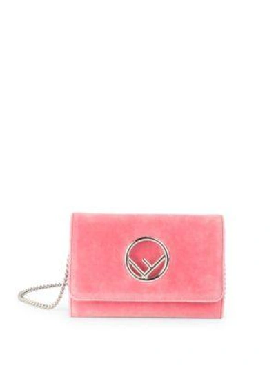 Fendi Small Velvet Wallet-on-chain In Candy Pink
