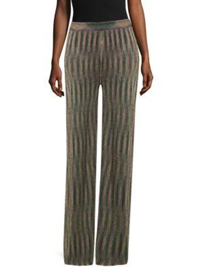 M Missoni Striped Multicolor Lurex Trousers In Navy