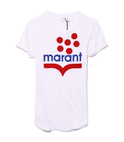 Isabel Marant Étoile Koldia Logo-print Slub-linen T-shirt In White