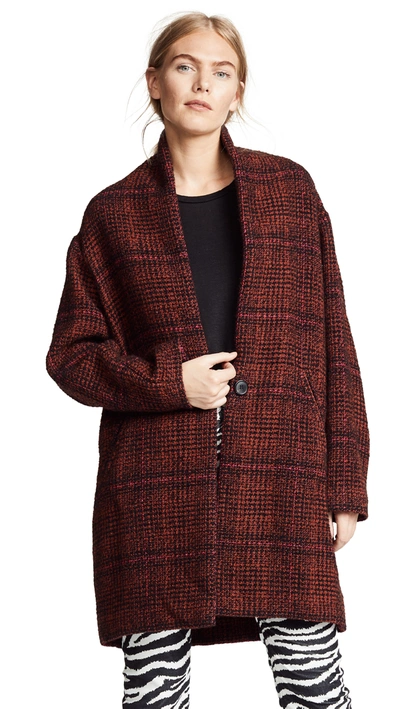 Isabel Marant Étoile Eabrie Wool-blend Plaid Jacket In Rust