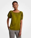 Ann Taylor Petite Bubble Sleeve Top In Banana Palm