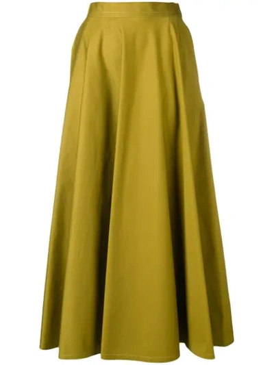 Bottega Veneta Flared Cotton-blend Skirt In Green